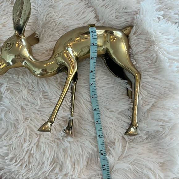2 Large Brass Deer Vintage Patina Hollywood Regency Mid-Century Modern MCM - Picture 15 of 16